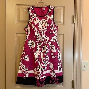 Crown & Ivy Hot Pink and White Sleeveless‎ Dress, Size 6P